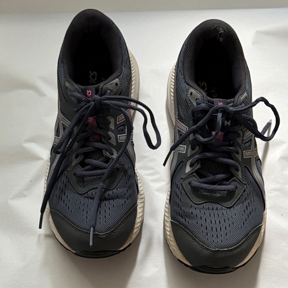 ASICS Gel Contend 8 blue gray athletic running lace up Sneakers Sz 8 1/2 Wide